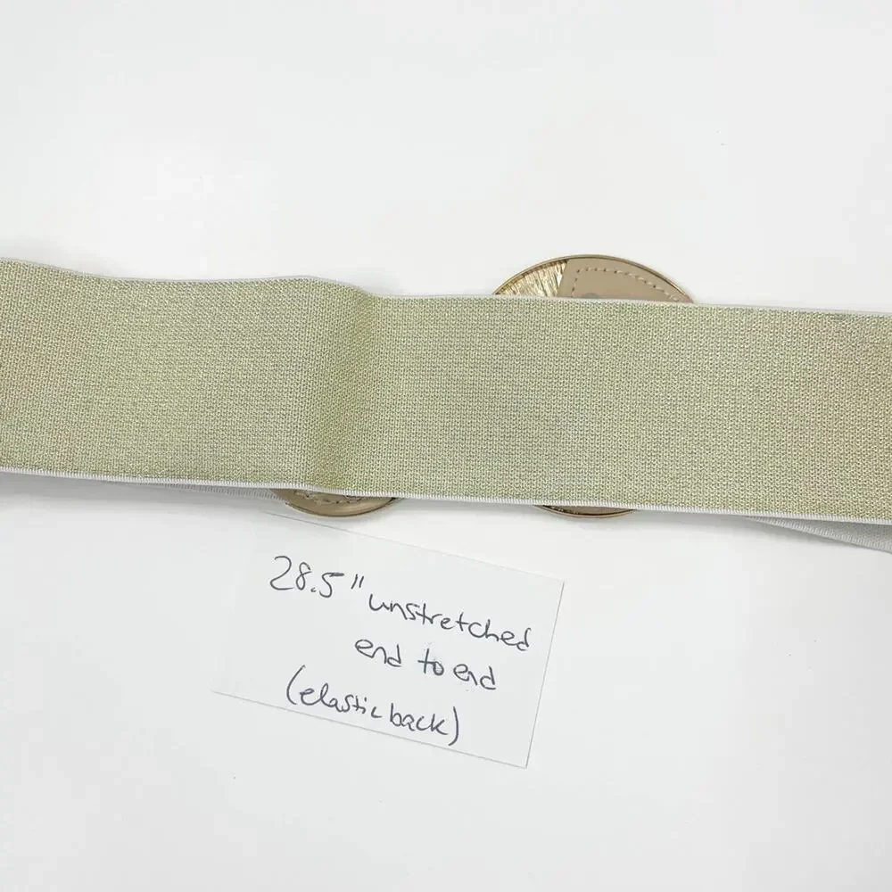 2/$30 NEW Elastic Wide Corset Safe Waist Belt Metallic Snap Buckle Beige Cinch…